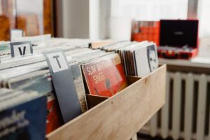 Records for sale at a record store